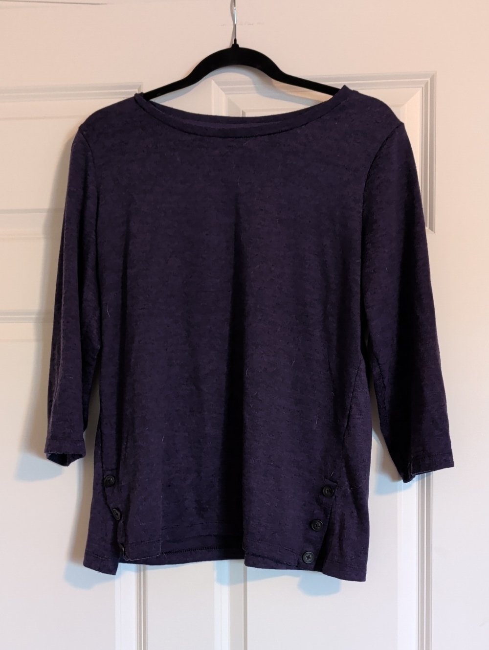 Women's Casual Purple Boatneck 3/4 Sleeve Top